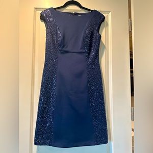 American Living cocktail dress in size 2: Blue with blue sequins on the sides